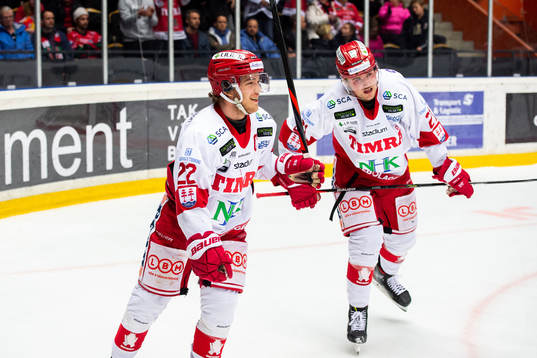 Timrås Emil Berglund och Sebastian Kaijser jublar