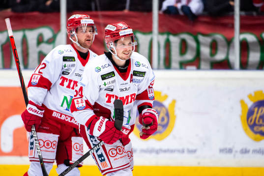 Timrås Christoffer Jansson och Jonathan Dahlén jublar
