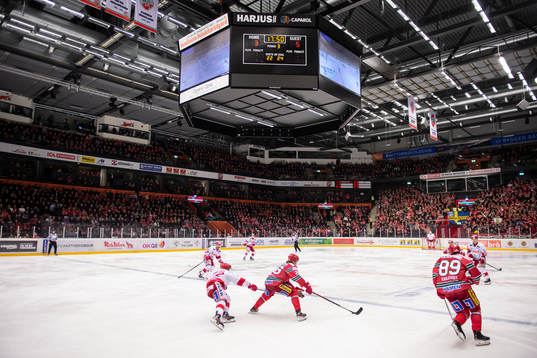 Vy över ishockeymatchen i Hockeyallsvenskan mellan Modo