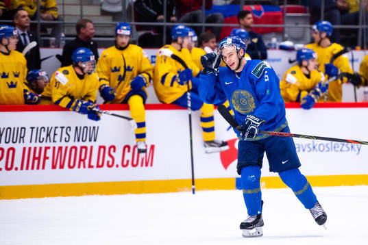 Oleg Boiko of Kazakhstan celebrates the 1-5 goal