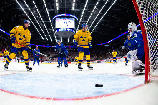 Samuel Fagemo of Sweden scores the 0-2 goal behind Nils