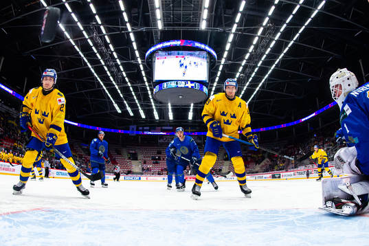 Samuel Fagemo of Sweden scores the 0-2 goal behind Nils