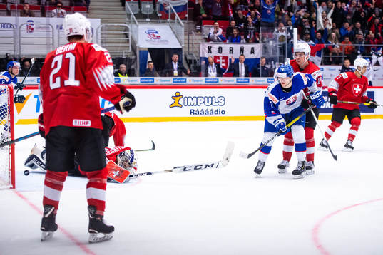 Martin Fasko-Rudas of Slovakia scores the 1-4 goal behind