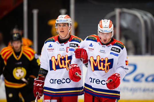 Malmö Redhawks Marcus Björk får hjälp av Fredrik