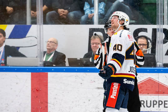 Djurgårdens Jacob Josefson i samtal med domaren