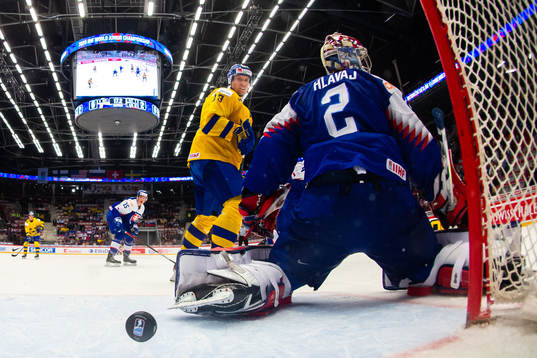 Samuel Fagemo of Sweden, not pictured, scores the 2-6 goal
