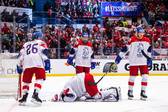 Adam Raska , goalkeeper Lukas Parik, Jan Mysak , and Tomas