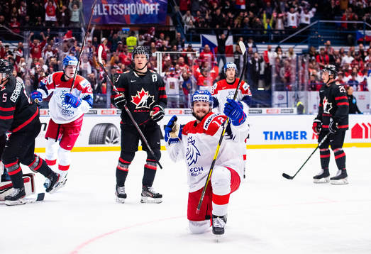Vojtech Strondala of Czech Republic celebrates the 4-1 goal