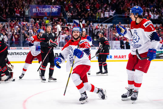 Vojtech Strondala of Czech Republic celebrates the 4-1 goal