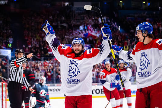 Vojtech Strondala of Czech Republic celebrates the 4-1 goal
