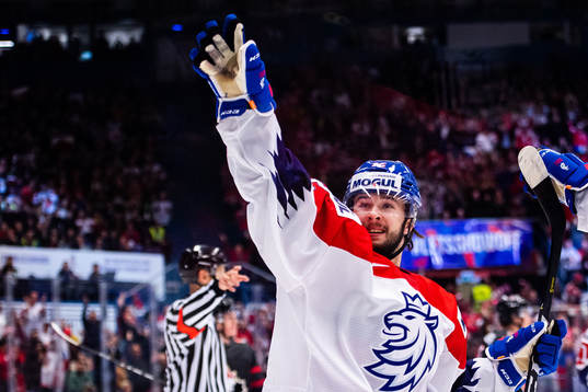 Vojtech Strondala of Czech Republic celebrates the 4-1 goal