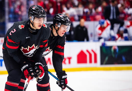 Kevin Bahl of Canada and Nolan Foote of Canada