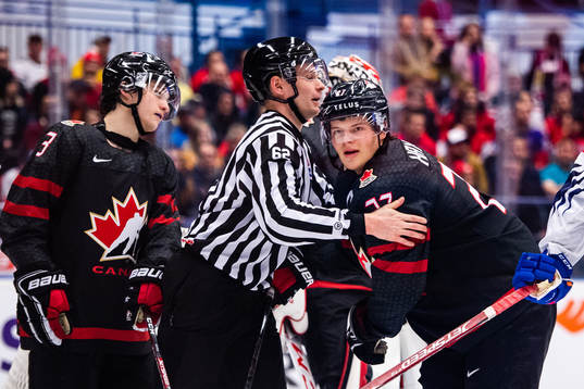 Calen Addison and Barrett Hayton of Canada