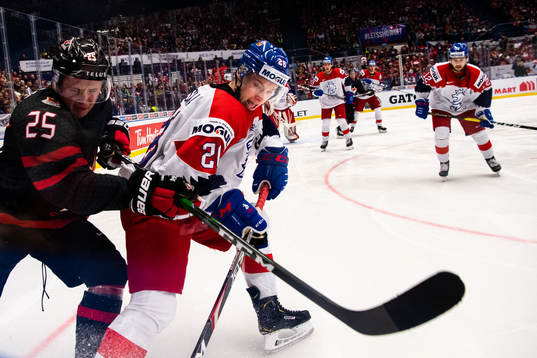 Aidan Dudas of Canada and Adam Raska of Czech Republic