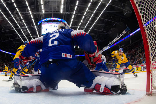 Martin Fasko-Rudas of Slovakia with a slashing