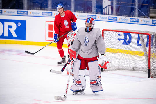 Goalkeeper Lukas Parik of team Czech Republic at a practice