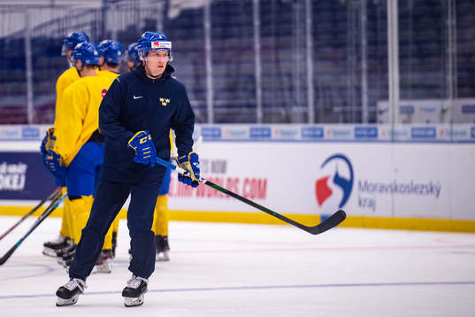 Rasmus Sandin of team Sweden at a practice session