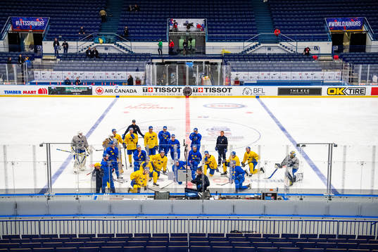 Players of team Sweden at a practice session