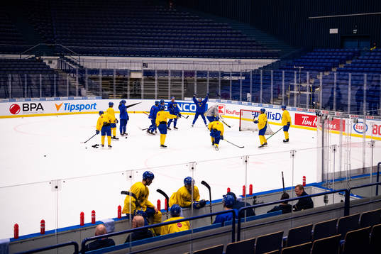 Players of team Sweden at a practice session