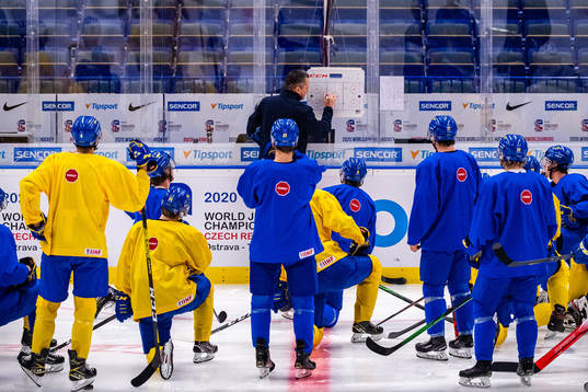 Players of team Sweden at a practice session