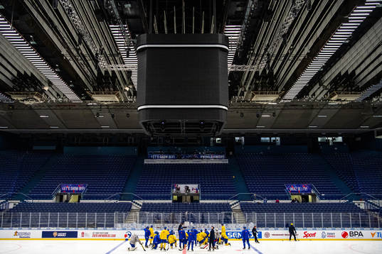 Players of team Sweden at a practice session