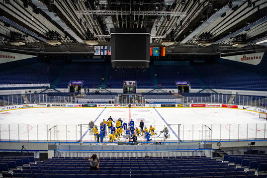Players of team Sweden at a practice session