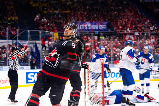 Joe Valeno of Canada looks dejected