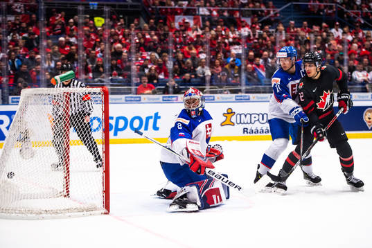 Alexis Lafreniere of Canada, not pictured, scores the 5-0