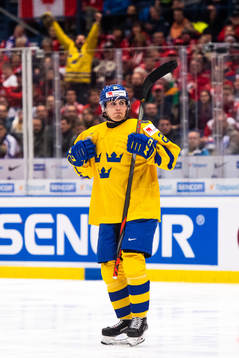 Nils Höglander of Sweden celebrates the 3-0 goal