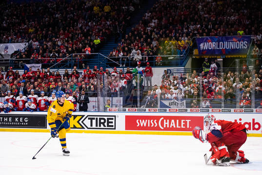 Victor Söderström of Sweden scores the 4-0 penalty goal