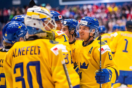Rasmus Sandin of Sweden celebrates