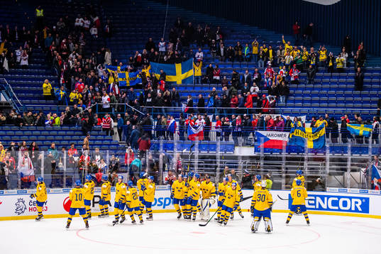 Players of Sweden celebrate