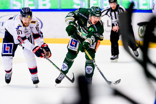 Linköpings Jarno Kärki  och Färjestads Sebastian Erixon
