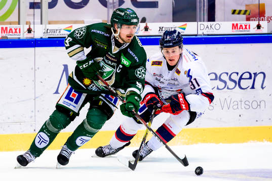 Färjestads Linus Johansson och Linköpings Olle Lycksell