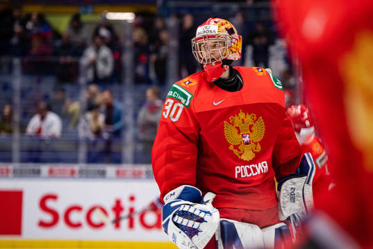 Goalkeeper Yaroslav Askarov of Russia