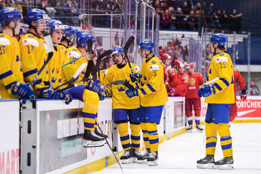 Tobias Björnfot, Philip Broberg and Oskar Bäck of Sweden
