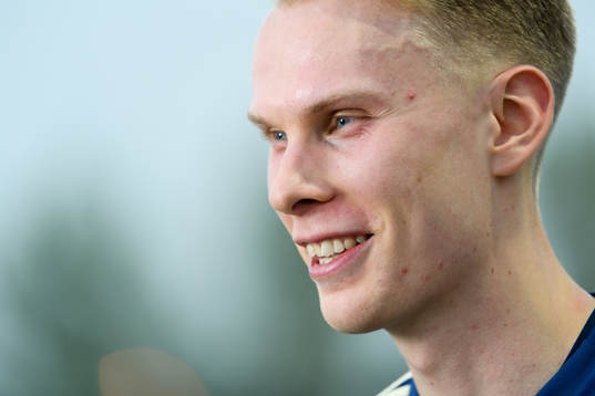 Goalkeeper Pontus Dahlberg is being interviewed