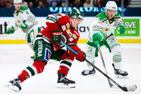 Frölundas Jacob Peterson och Rögles Daniel Bertov