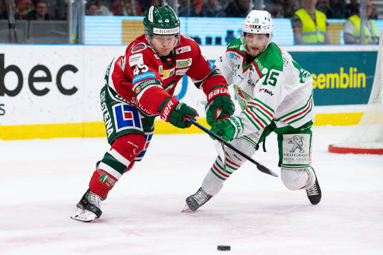 Frölundas Rhett Rakhshani och Rögles Simon Ryfors