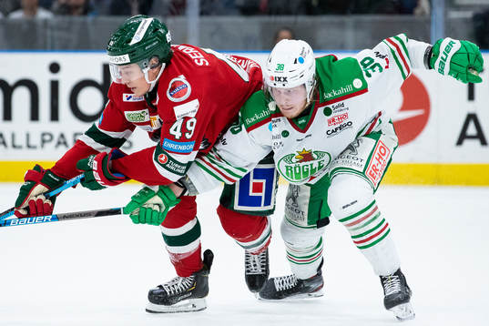 Frölundas Rhett Rakhshani och Rögles Erik Andersson