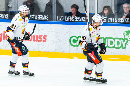 Djurgårdens Dick Axelsson och Jacob Josefson jublar