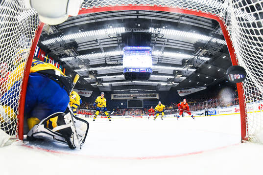 Russia's Ivan Morozov scores the 5-4 overtime winning goal