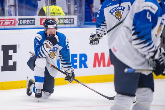 Patrik Puistola of Finland looks dejected
