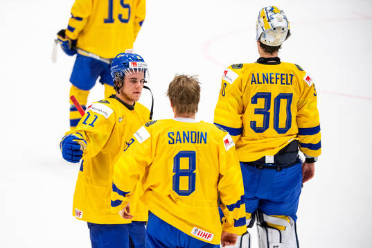 Samuel Fagemo , Rasmus Sandin and goalkeeper Hugo Alnefelt