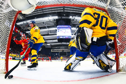 Russia's Ivan Morozov (not pictured) scores the 5-4