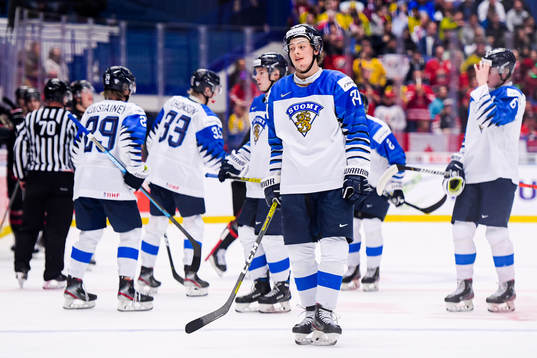 Sampo Ranta of Finland looks dejected