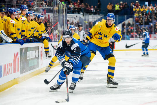 Toni Utunen of Finland and Philip Broberg of Sweden