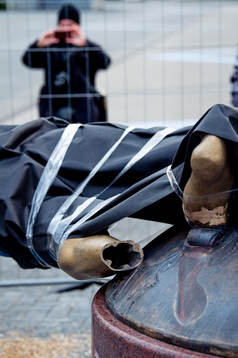 The statue of Zlatan Ibrahimovic has been vandalized,