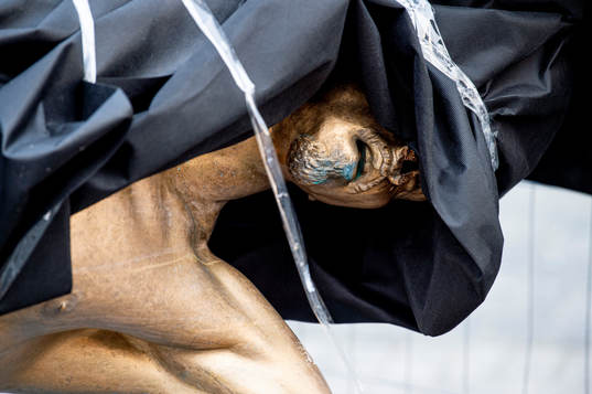 The statue of Zlatan Ibrahimovic has been vandalized,