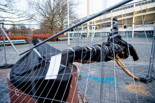 The statue of Zlatan Ibrahimovic has been vandalized,